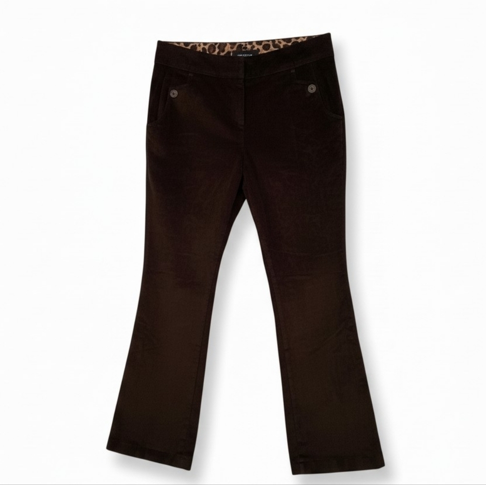Vintage Sharagano Women's Corduroy Pants Dark‎ Chocolate Brown Flare Leg Size 8